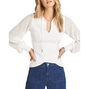 REISS Sloane Semi Sheer Sleeve Top